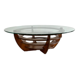 Designer coffee table, foot and circular top from the 60s
