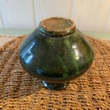 Small green glazed terracotta vase