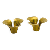 Bougeoirs en laiton en forme de fleur