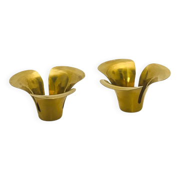 Bougeoirs en laiton en forme de fleur