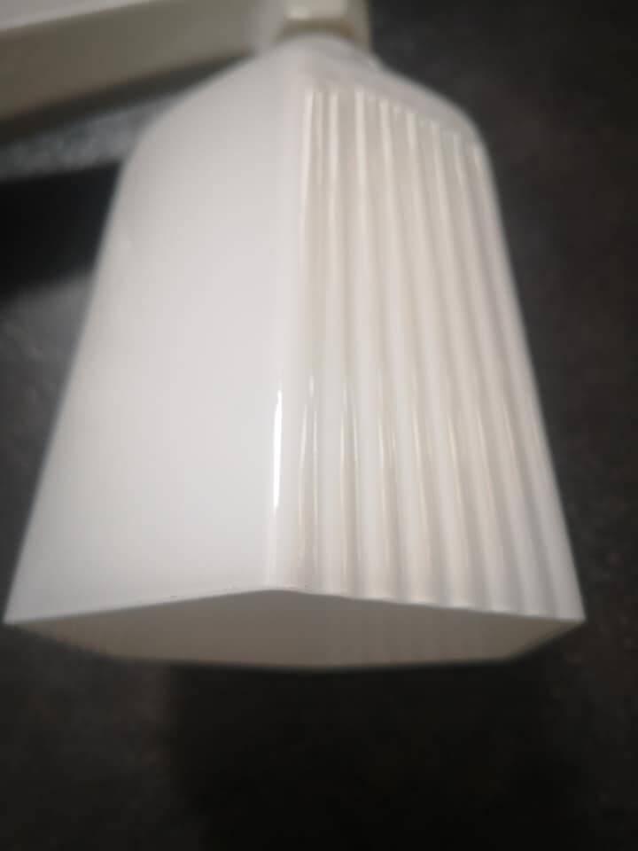 Antique white porcelain wall lamp bathroom art deco 1930 striated opaline tulip