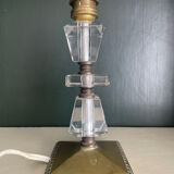 Lampe art déco verre et bronze