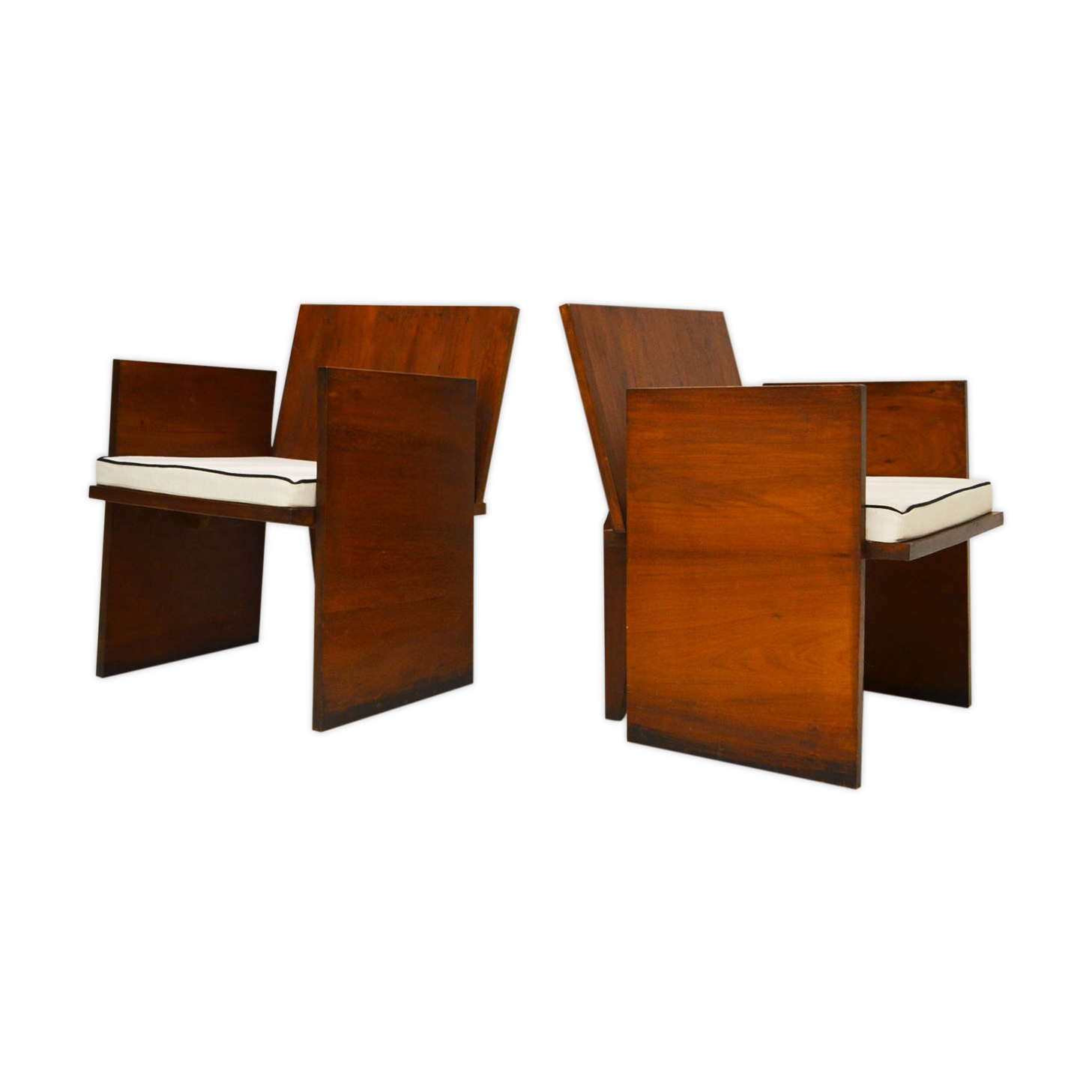 Paire de fauteuils moderniste acajou 1920/30