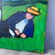 Tableau huile sur toile campagne couple