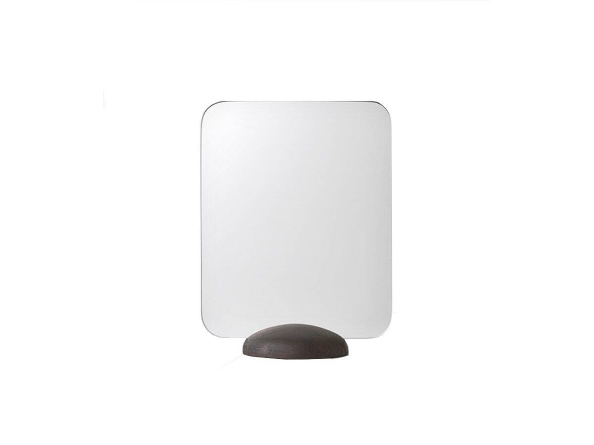 Rectangular Scandinavian mirror to place on a wooden base