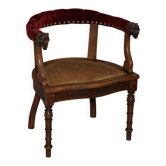 Antique Régence Bergère Armchair in Carved Oak with Lion Head Armrests