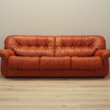 Red leather sofa, Italian design, 1970s, manufacturer: PelleRossi