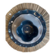 Handmade enameled ceramic bowl, pop clover flower, petrol blue