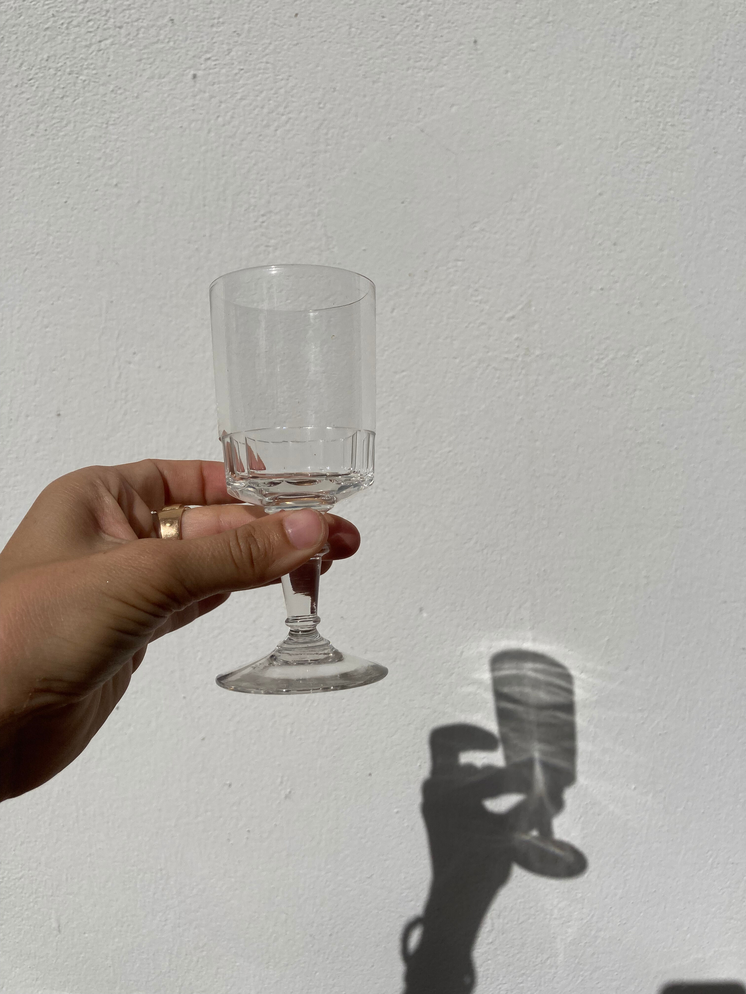 6 antique art deco crystal stemmed glasses - wine or water glasses