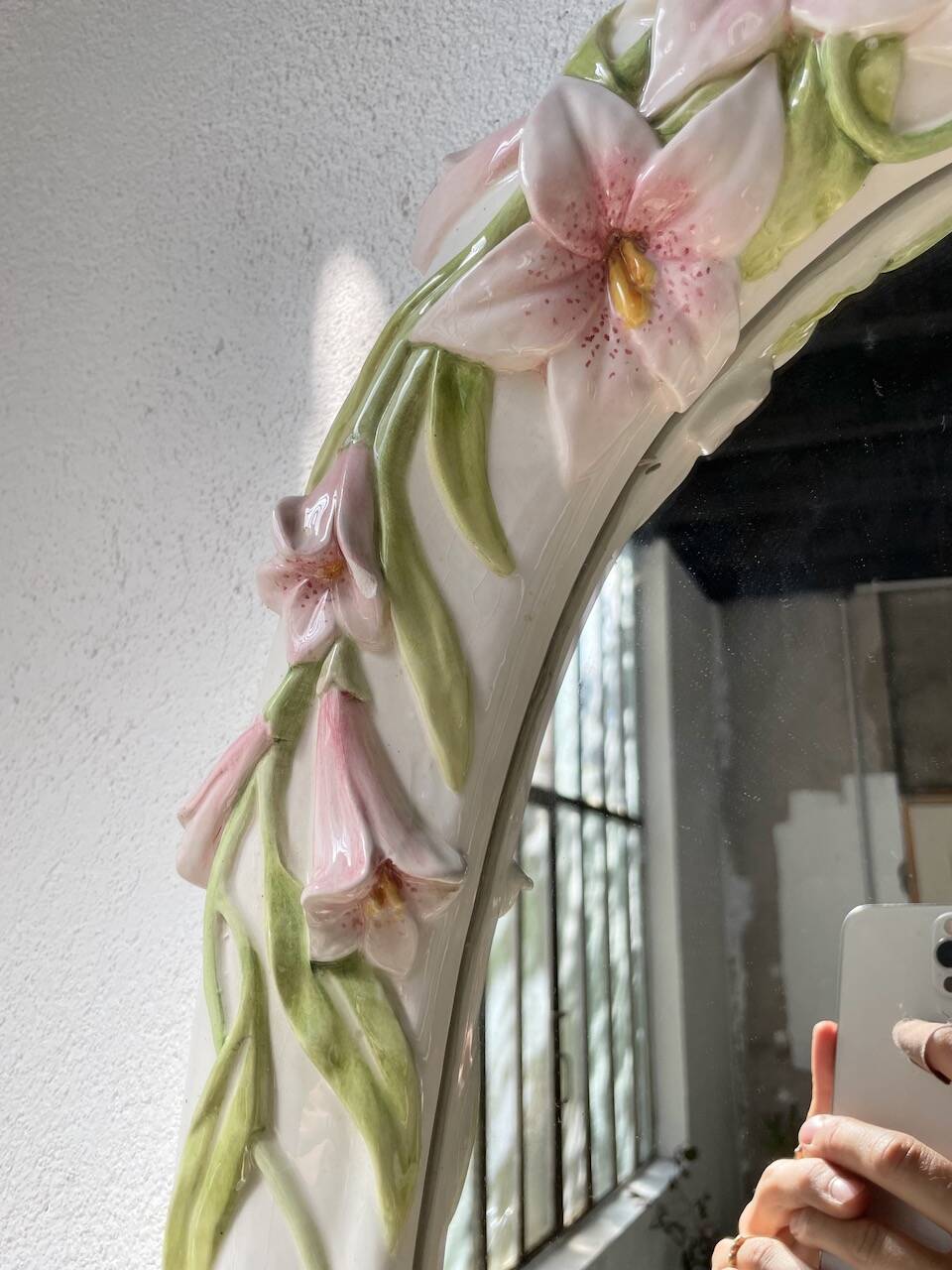 Italian style ceramic flower mirror