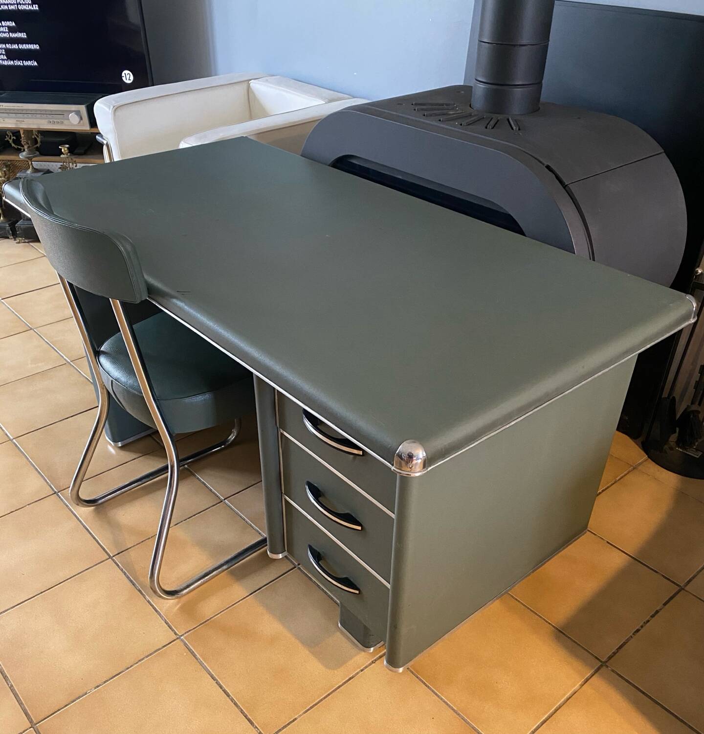 1950s workshop desk and chair