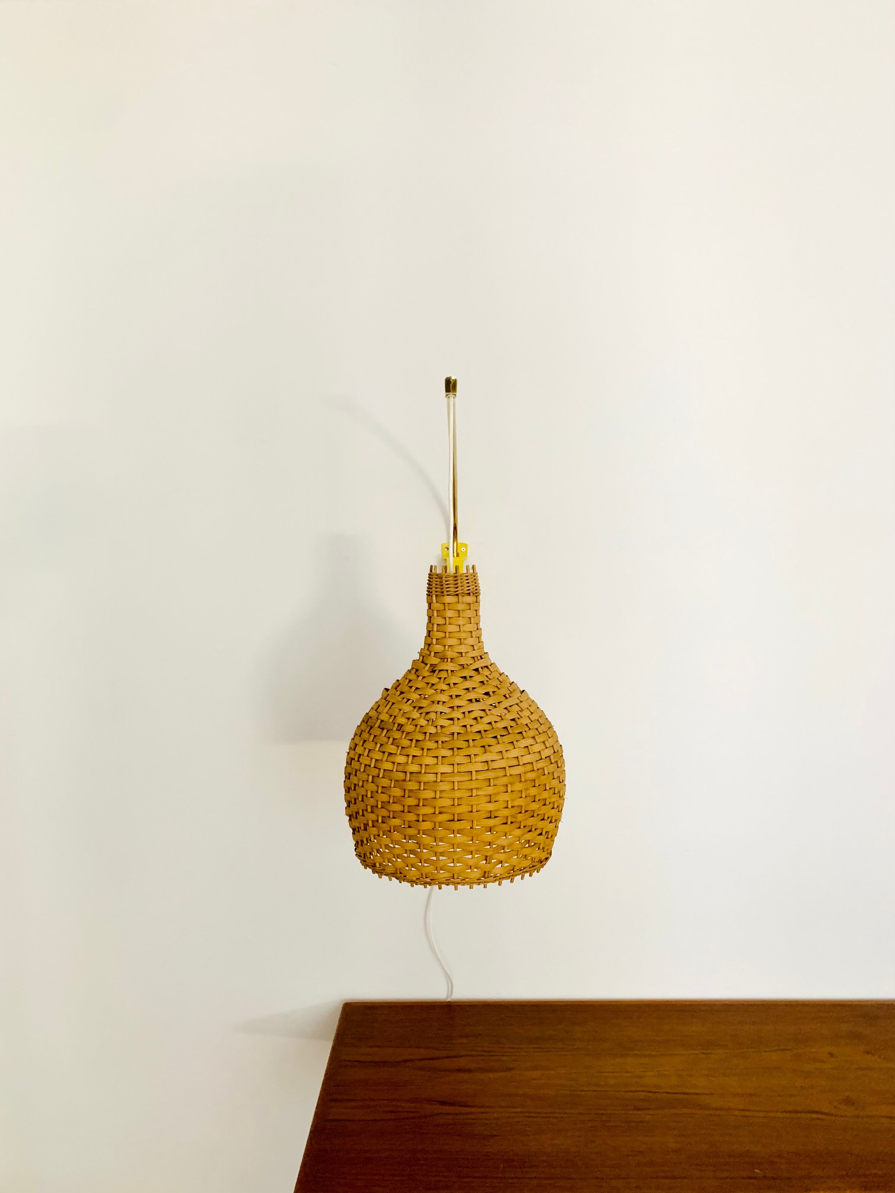 Adjustable Brass and Wicker Arc Sconce