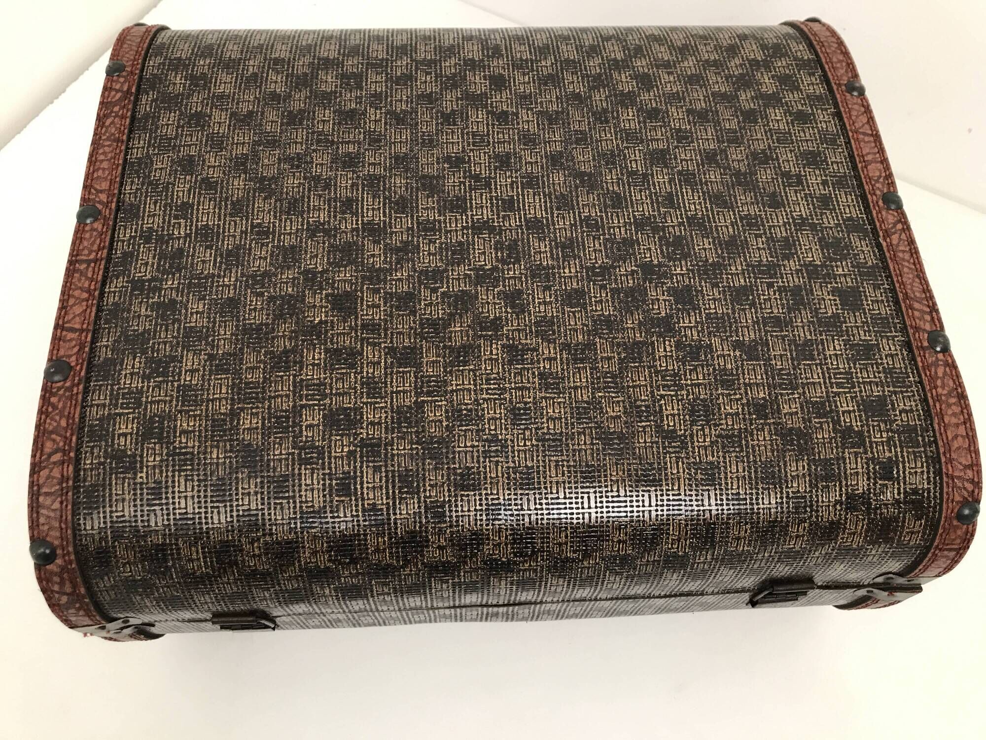Wooden suitcase leather and metal 60s