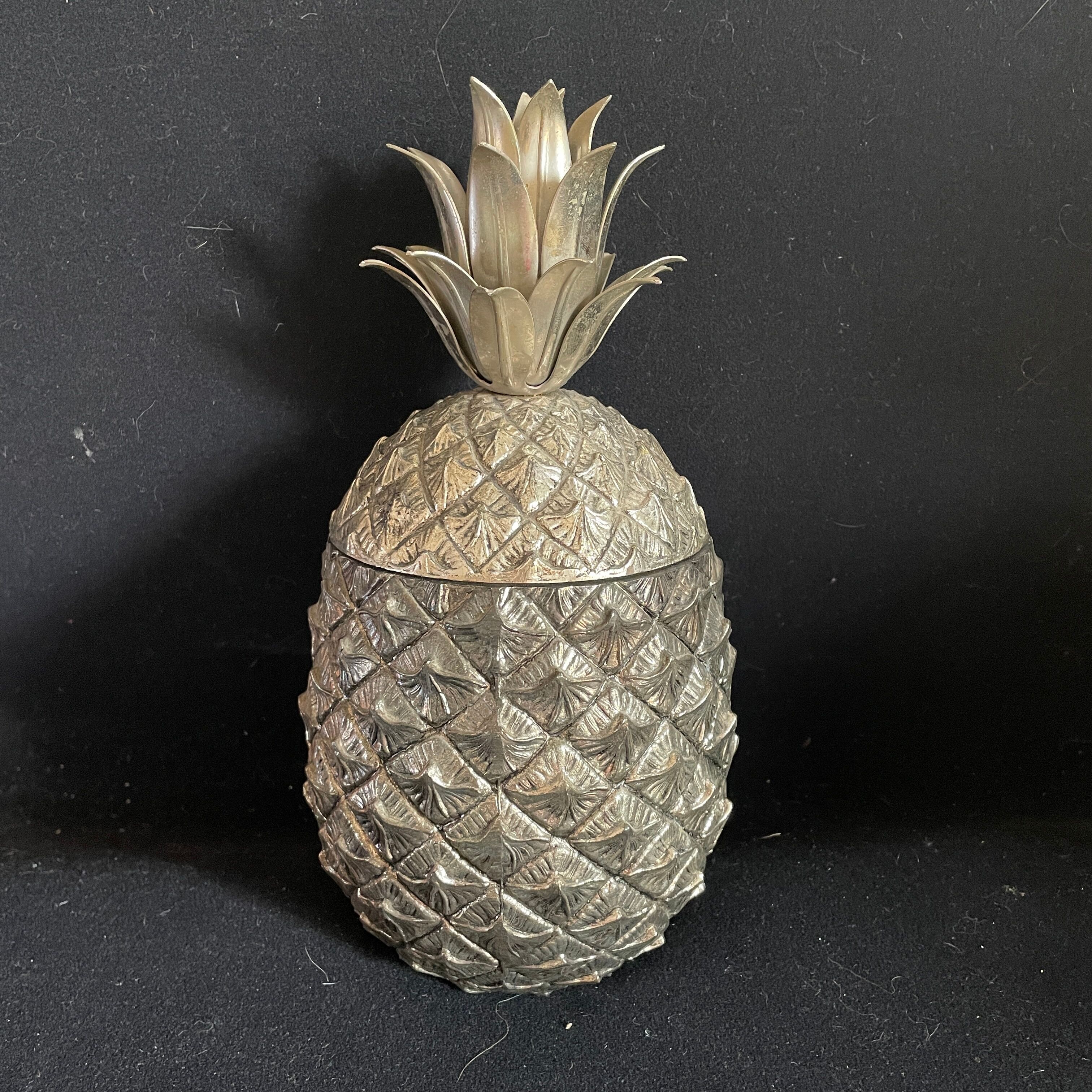 Pineapple Mauro Manetti ce cube tray in silver metal design 1960 M/M vintage