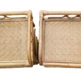 2 vintage bamboo and rattan bedside tables from the 1970s