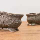 Set of Two Antique Cast Iron Flower Pots