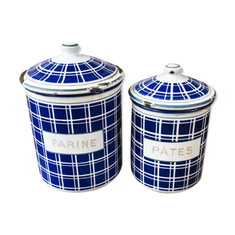 Duo of enamel pots "Flour" and "Pasta"