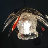Chandelier with metal leaves and tassels