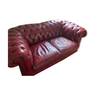 Sofa chesterfield red leather