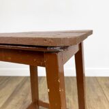 Ancien tabouret massif en bois chocolat