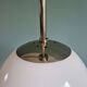 Art Deco pendant light in white opaline glass with chrome frame, 1920-30