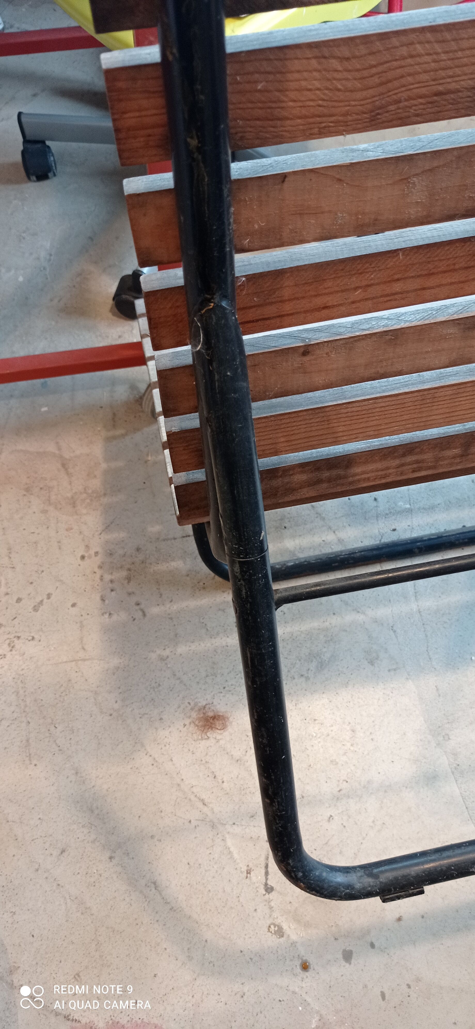 Metal and wood bench