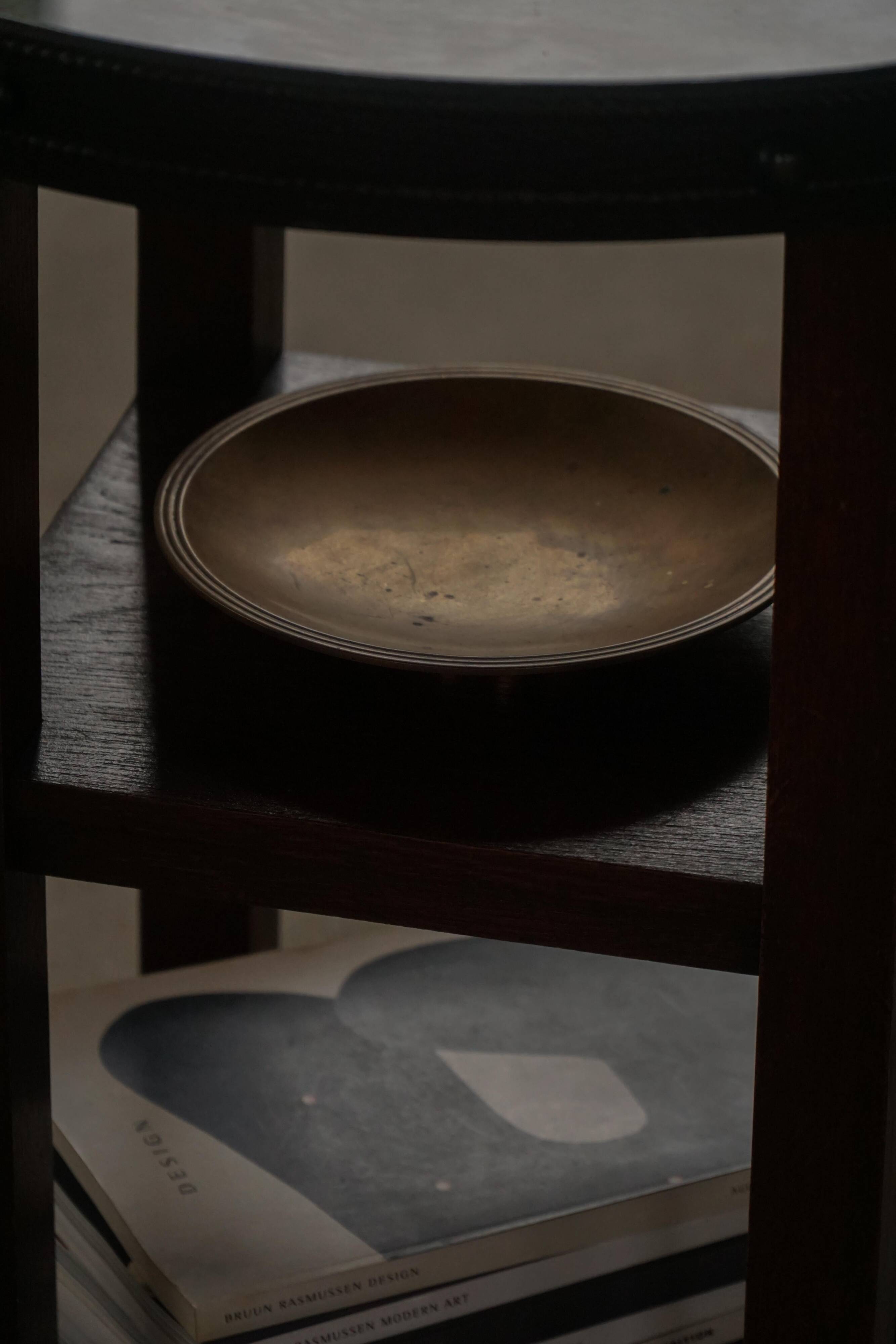 Danish Art Deco bronze bowl patinated by Just Andersen, "Just B-2025 DENMARK"