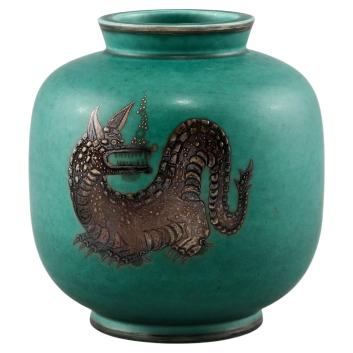 Vase wilhelm kage in ceramic "argenta" gustavsberg sweden 1950s marked