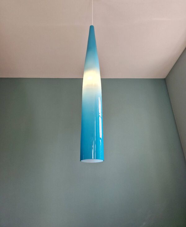 Suspension XXL en verre de Murano bleu, Alessandro Pianon,Vistosi,1960