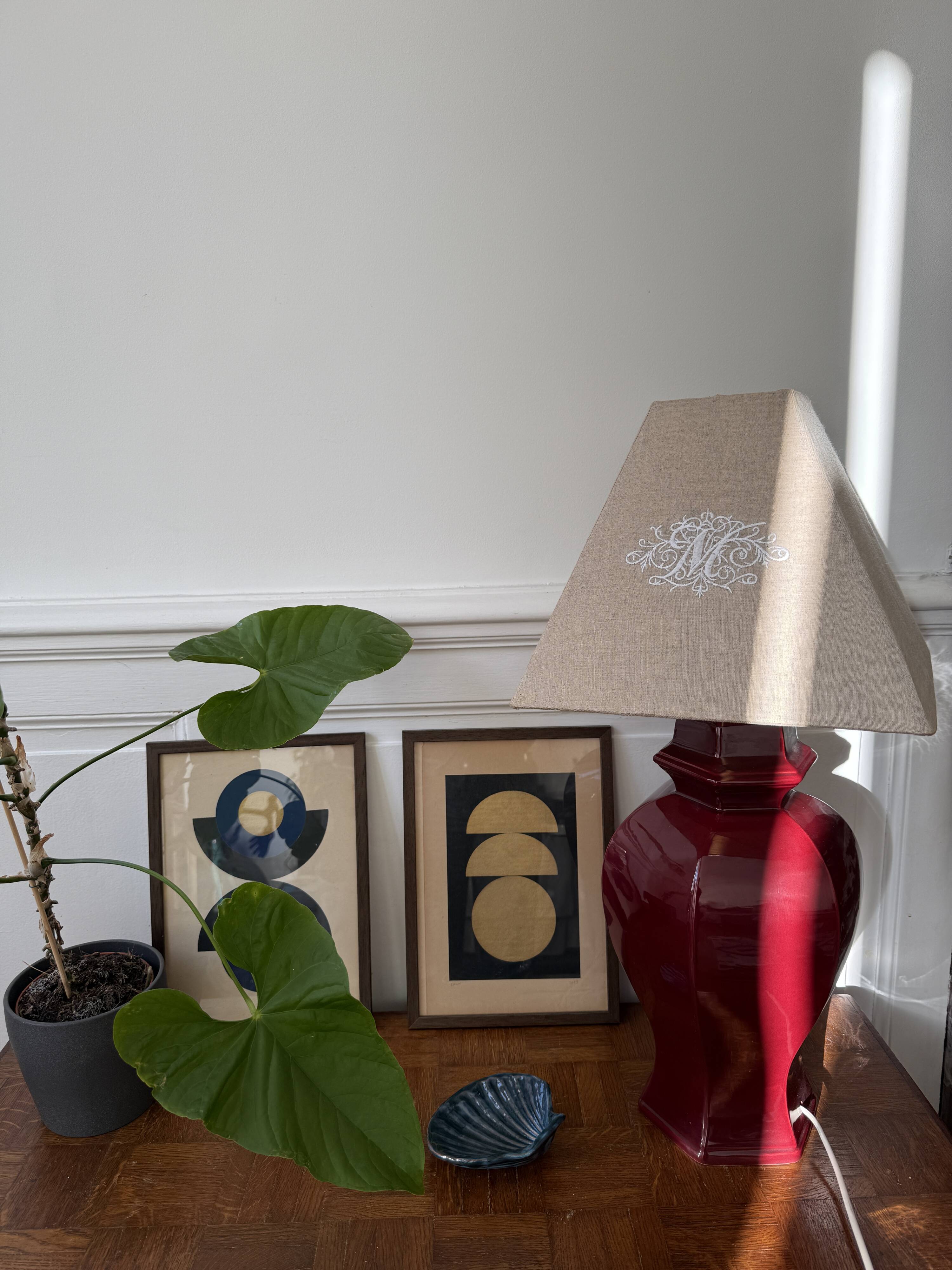 Large red ceramic lamp