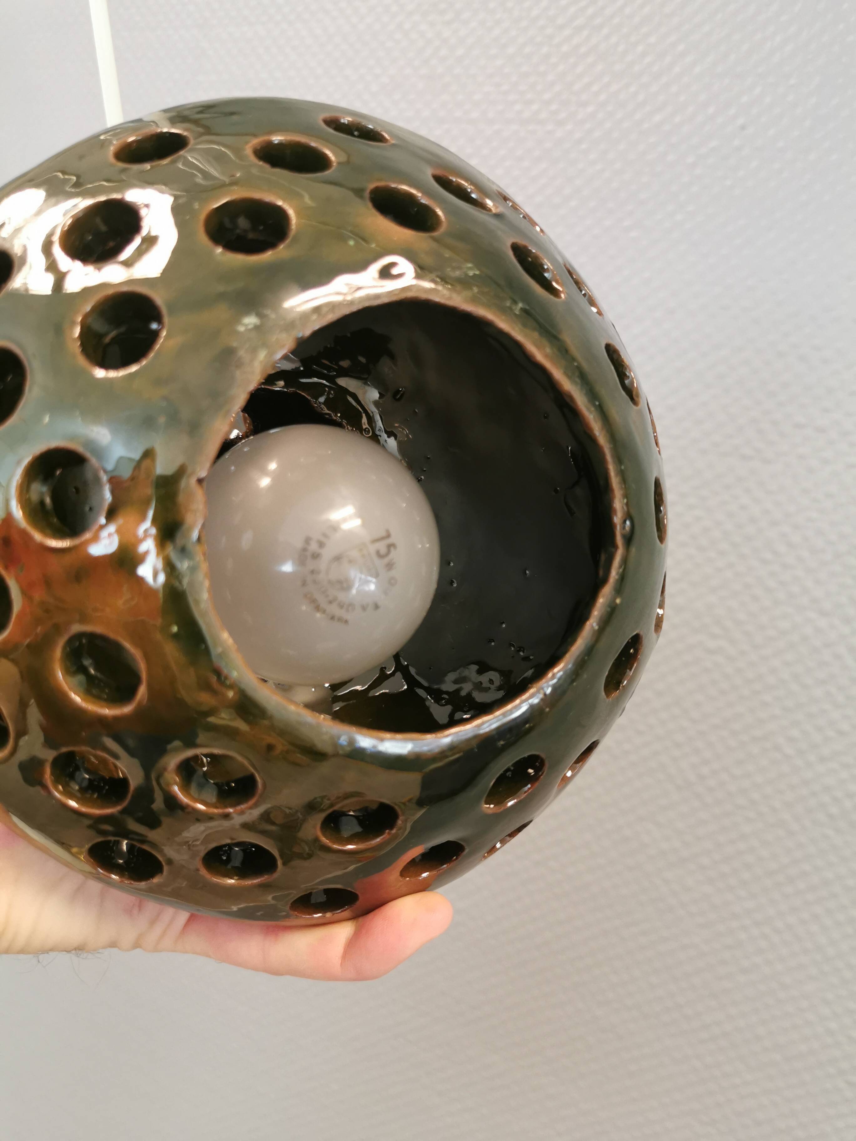 Small ceramic hanging lamp, Danish from the 1960s-1970s