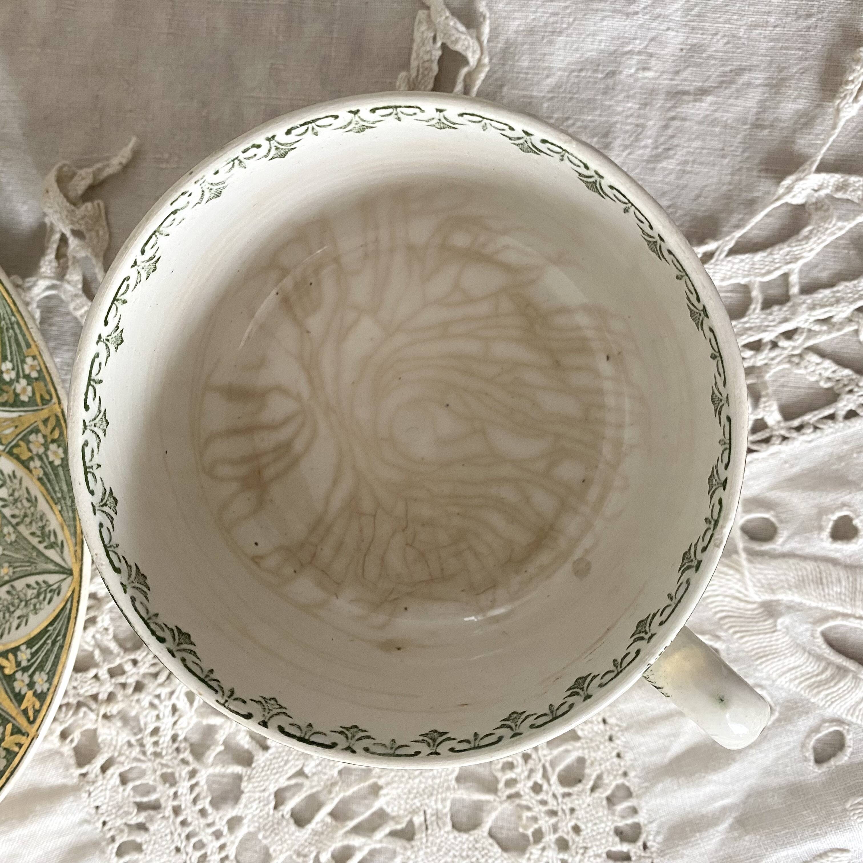 Large cup and saucer in Creil and Montereau ironstone.