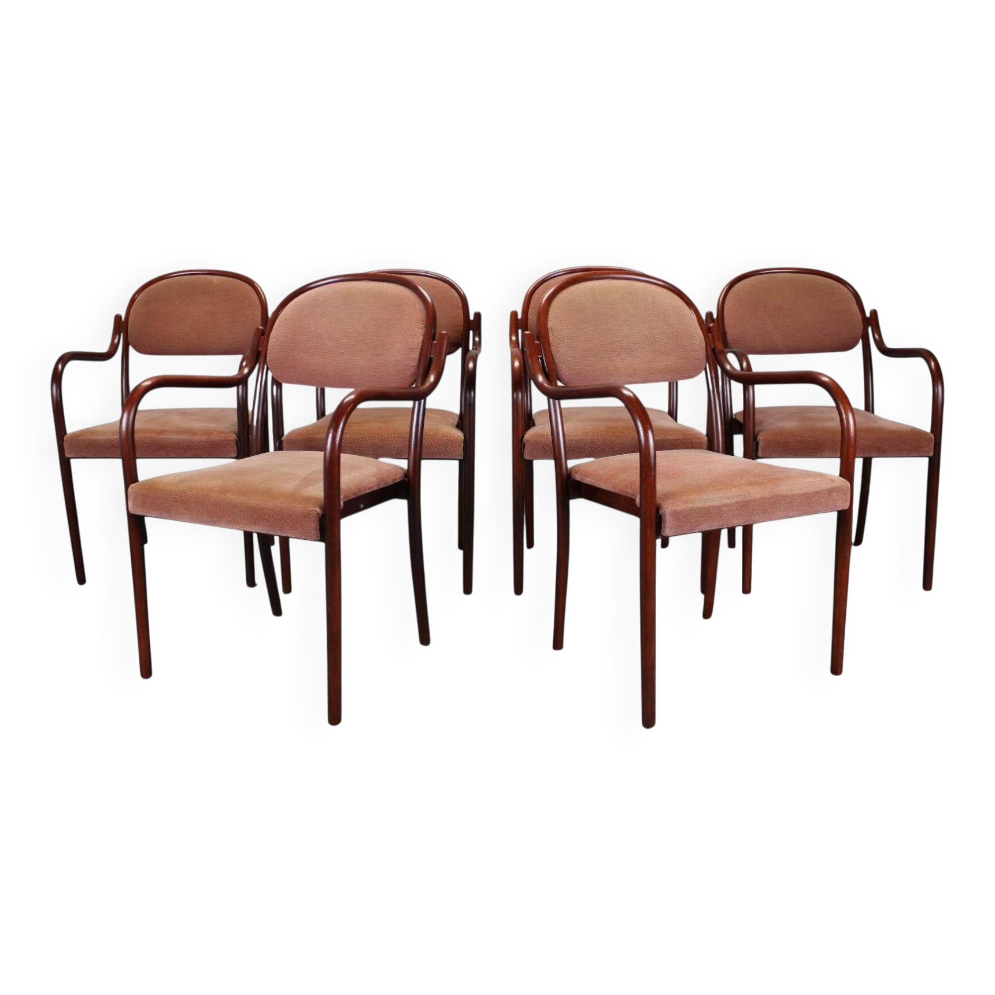 Set of six Thonet armchairs in bent wood, Vienna, Austria, 1991
