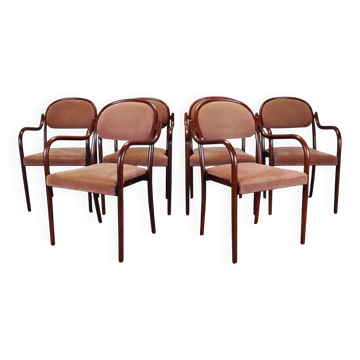 Set of six Thonet armchairs in bent wood, Vienna, Austria, 1991