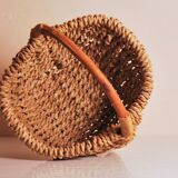 antique french handmade collection basket, woven basket