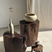 Bouteille vintage en grès beige moucheté H31