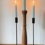 Bougeoirs teck et acier vintage