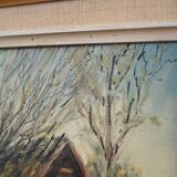 Painting „The Farm under the Willows”, Scandinavian design, 1960s