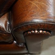 Pair of Ralph Lauren Jamaica club sofas restored in leather.