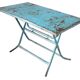 Old metal folding table with its original turquoise patina