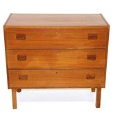 Teak chest of drawers, suede, 1960