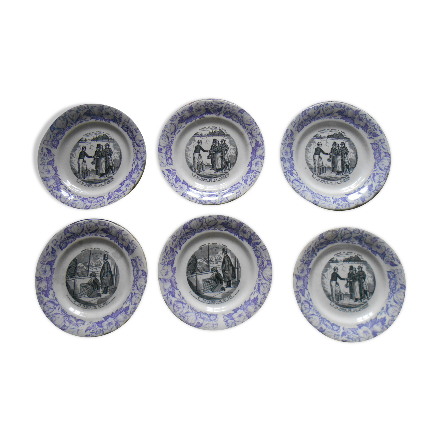 6 Dessert Talking Plates Gold Medals HB Choisy-le-Roi 1880-1900