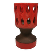 Bougeoir en céramique émaillée rouge, Danemark, années 1980