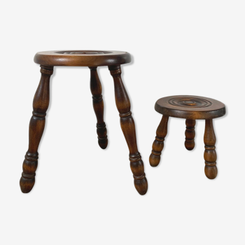 Pair of tripod stools