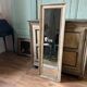 Mirror frame in white painted patinated wood