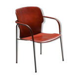 Paire de fauteuils Gianfranco Frattini Modèle 'Lalanda' en cuir Cognac foncé