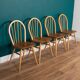 Retro Blonde Ercol Model 383 Dining Table & Four Model 370 Windsor Kitchen Dining Chairs