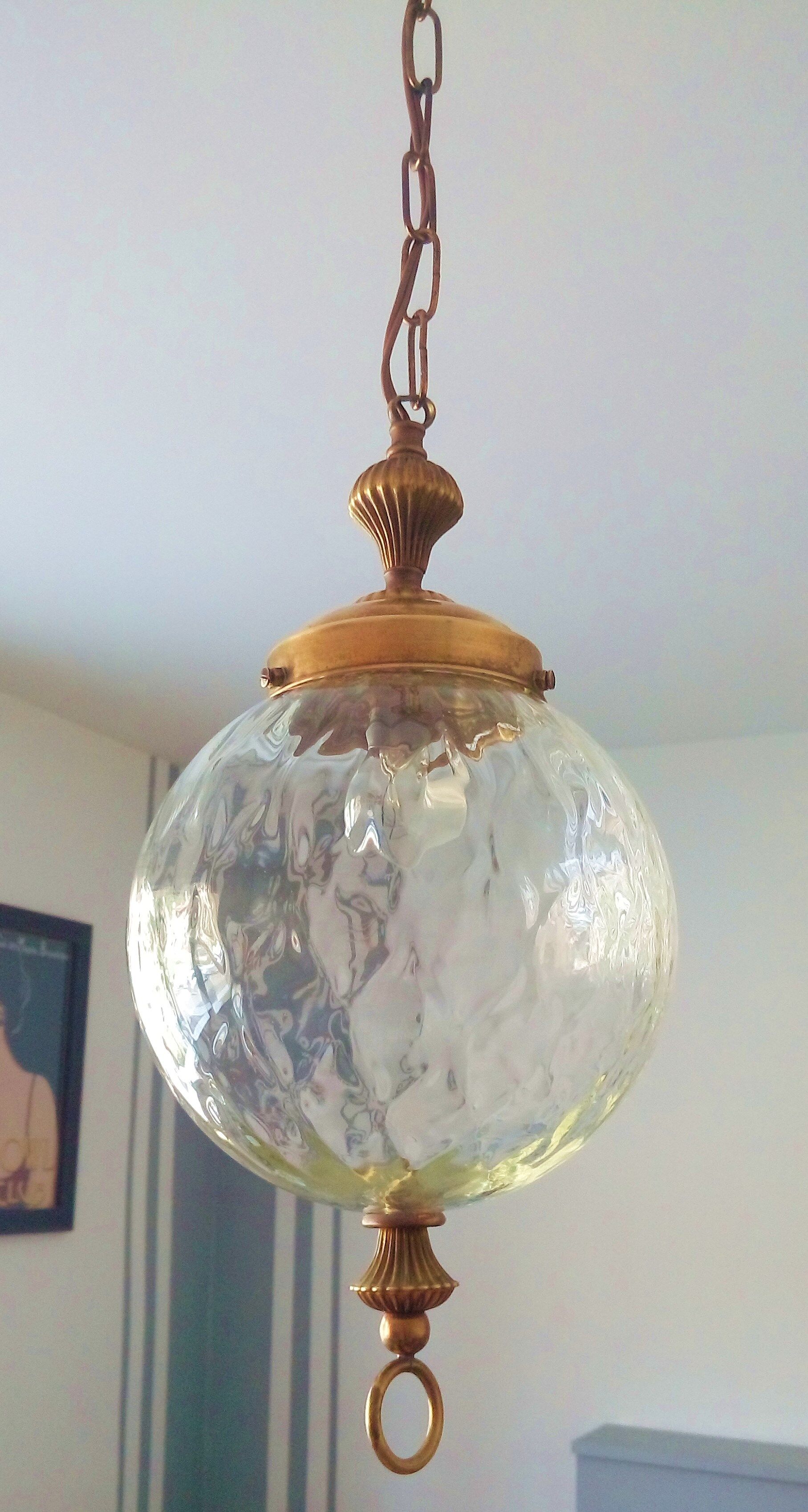 Oldhangingentry - brass & glass - 50s ball Lantern