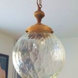 Suspension lanterne d'entrée- laiton & boule verre années 50