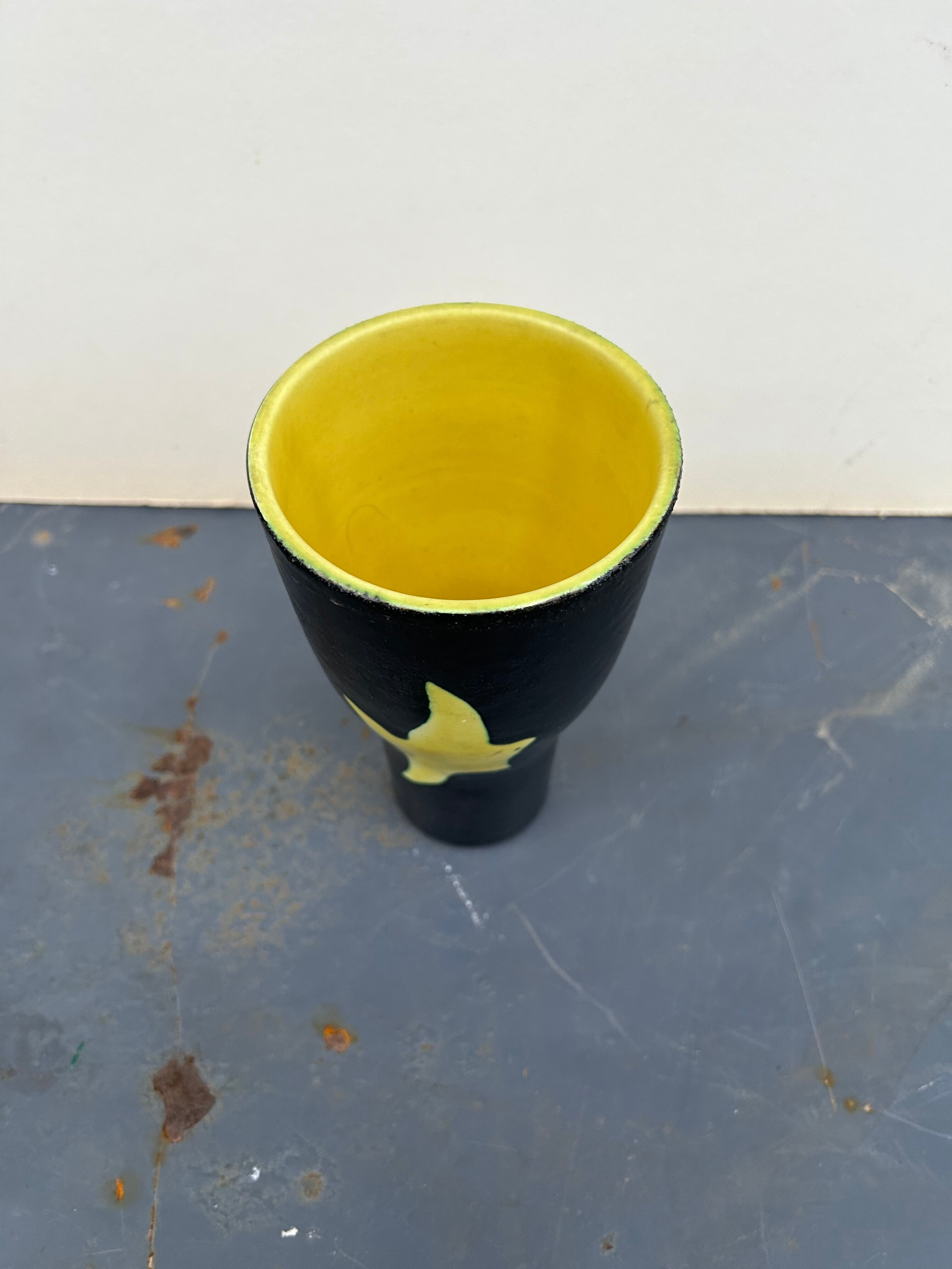 Vintage ceramic vase abstract décor by Elchinger